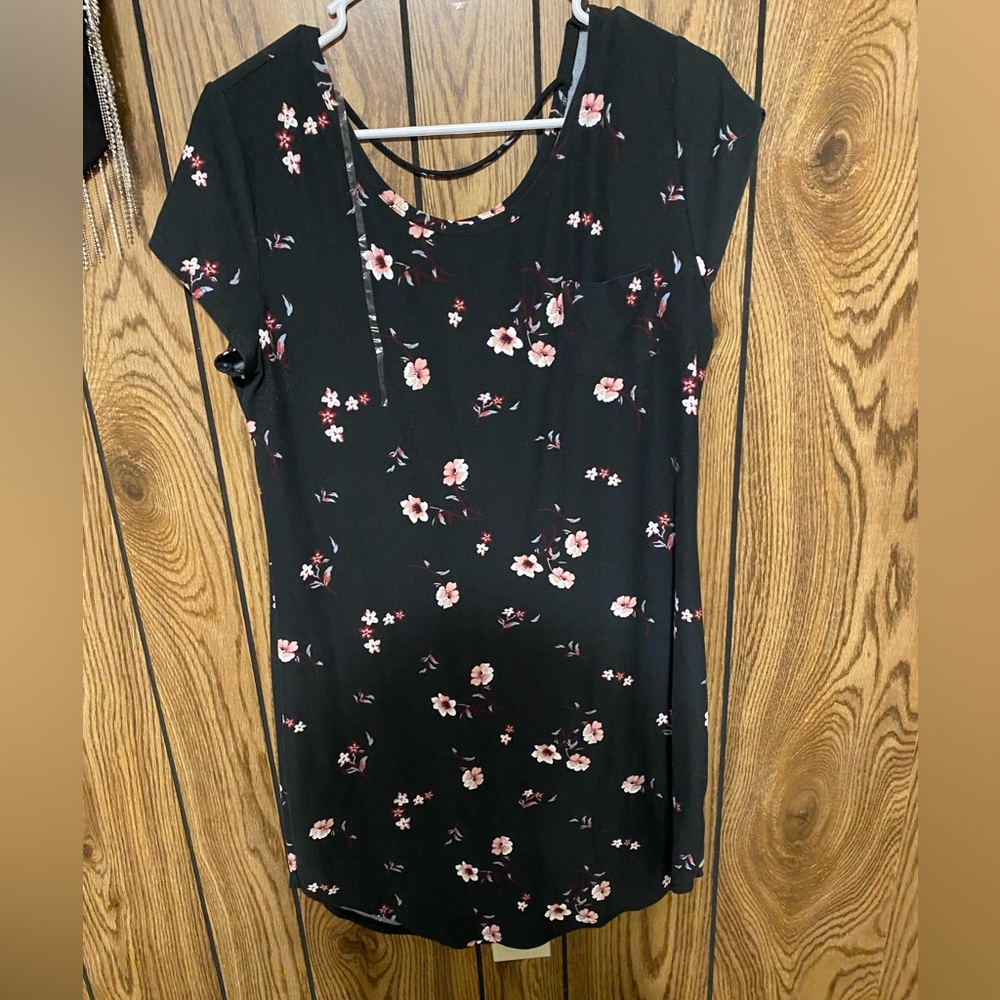 Black dress with flowers, very soft,